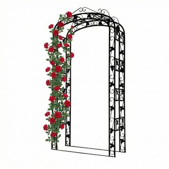 Relaxdays Relaxdays Arco Met&aacute;lico Para Rosales, Jard&iacute;n, 240 X 120 X 45 Cm, Robusto Para Trepadoras, Negro