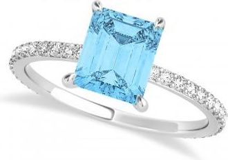 Allurez Emerald Blue Topaz & Diamond Hidden Halo Engagement Ring 14k White Gold (2.93ct)