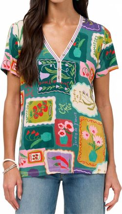 Johnny Was Short Sleeve Bamboo Top In Fleur Floral