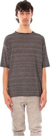 Transit Par-Such Gestreepte Vanis&eacute; Omkeerbare Oversized Tee - Heren - T-shirts - Zwart - M - Katoen - Tops