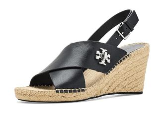 Tory Burch 85mm Turnlock Wedge Espadrille Womens Shoes Perfect Black : 10.5 M, Leather