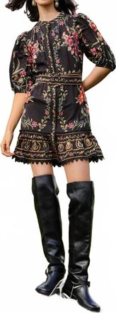 Farm Rio Belle Garden Mini Dress In Black