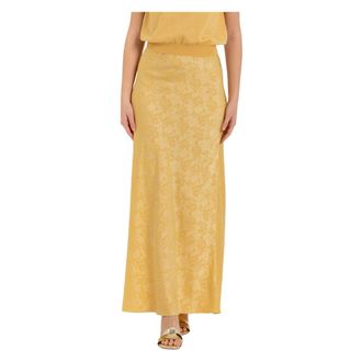 Kocca Maxi Skirts, female, Yellow, Size: XL Long Jacquard Floral Skirt