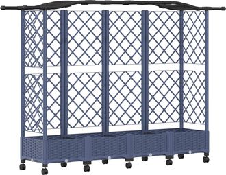 vidaXL Cama Elevada Con Trellis Y Techo Gris 203,5 X 40 X 129 Cm Pp Vidaxl