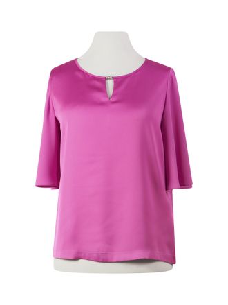 Hermann Lange Blusenshirt, Damen, Gr. 38, rosa (crocus), Web, Obermaterial: 100% Polyester, HERMANN LANGE COLLECTION, unifarben, bequem taillenbedeckt, Rundhals, Sh