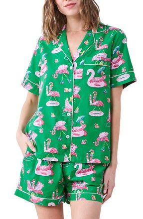 Printfresh Cotton Poplin Short Pajamas in Palm Frond at Nordstrom, Size X-Small