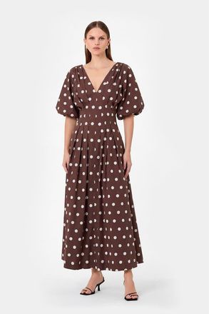 Nicholas Vicky Dress in Mocha Polka Dot at Nordstrom, Size 0