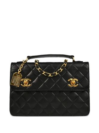 Chanel 1990s 2way quilted chain shoulder bag - women - Lambskin - One Size - Black