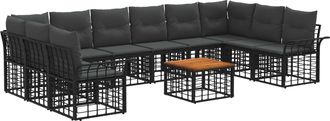 vidaXL Conjunto De Sof&aacute;s De Exterior 11 Uds. Negro Y Gris Oscuro Vidaxl
