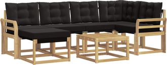 vidaXL Conjunto De Sof&aacute;s De Exterior 7 Uds. Blanco Y Negro Vidaxl