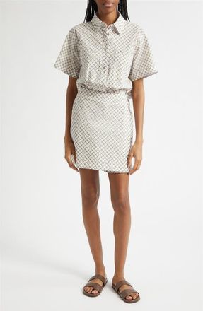 Derek Lam Delaney Plaid Cotton Blend Mini Wrap Dress in Army Green Plaid at Nordstrom, Size Xx-Large