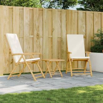 vidaXL Vidaxl - Sillas De Jard&iacute;n Plegables Reclinables Con Cojines 2 Uds Bamb&uacute;