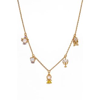 Girls Crew x Disney Beauty and the Beast Charm Necklace in Gold at Nordstrom
