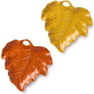 Certified International Autumn Meadows Set Of 4 Leaf Plates