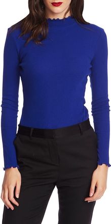 Court & Rowe Lettuce Edge Mock Neck Top in Rich Cobalt at Nordstrom, Size Xx-Small