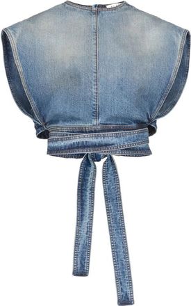 Alaia Belted Denim Crop Top