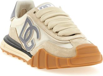 Dolce & Gabbana Mens Silver Calfskin Athletic Sneakers