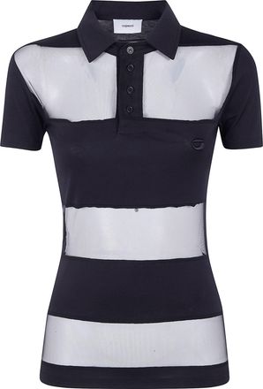 Coperni Striped Sheer Polo Top