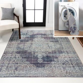 Jonathan Y Designs Regis Bohemian Medallion Machine-Washable Area Rug in Purple/cream at Nordstrom, Size 3Ft 0In X 5Ft 0In