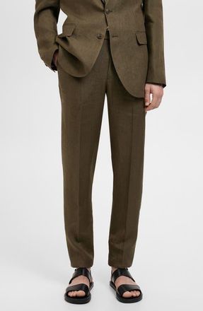 Mango Slim Fit Suit Pants in Khaki Green at Nordstrom, Size 32