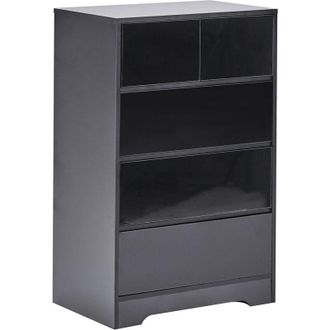 Beliani Sideboard Black 5 Drawer Chest MDF Storage Unit Scandinavian Style ALBERTA