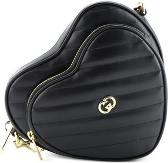 Gucci Interlocking G Heart Diagonal Quilted Leather Mini shoulder bag - Zwart