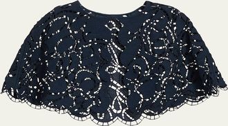 Oscar De La Renta Embroidered Tweed Crop Cape