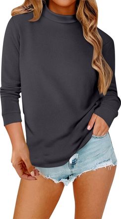 Generic Imitated 1&2PC Woolen Bloom Womens Turtle Neck Jumpers Polo Neck Ladies Jumper High Neck Tops Pullover Sweater Long Sleeves Dolman Loose Knitted Sweat