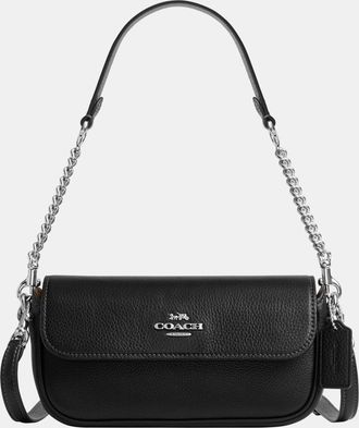Coach Womens Hailey Flap Bag in Pebbled Leather - Black - One Size
