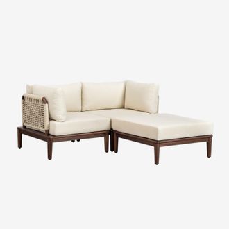 Sklum Sklum - Sof&aacute; Modular De Jard&iacute;n De 2 Piezas Con 2 Sillones Esquineros Y Puff En Acacia Giulia