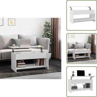 vidaXL The Living Store Tavolino da Salotto Bianco 102x50x52,5 cm in Legno Multistrato - Tavolino in legno