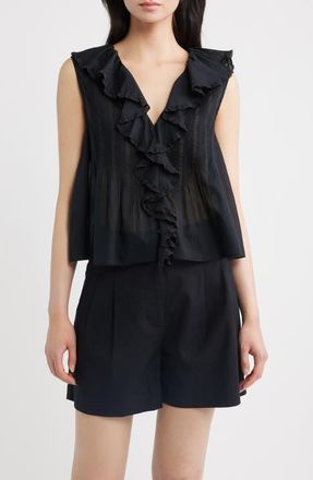 D&ocirc;en Hilda Pintucked Sleeveless Organic Cotton Top (Nordstrom Exclusive) in Black at Nordstrom, Size Xx-Small