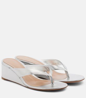 Gianvito Rossi Sofia metallic leather wedge thong sandals