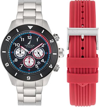 Nautica Nautica One Stainless Steel And Silicone Chronograph Watch
