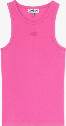 Ganni Pink Tank Top in - Size L Organic Cotton