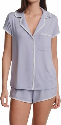 Eberjey Frida Tencel Modal Shortie Short Pajama Set In Lavender Dusk / Ivory
