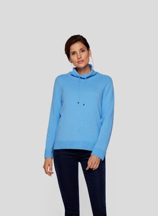 Rabe Strickpullover RABE, Damen, Gr. 38, blau (ozean), Strick, Obermaterial: 50% Wolle, 30% Polyamid, 20% Modal, unifarben, gerade h&uuml;ftbedeckend, Rundhals,