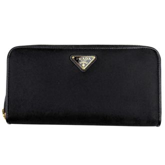Prada Black Nylon Leather Long Wallet (Bi-Fold) (Pre-Owned)