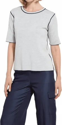 Lyss&eacute; Odessa Reversible Knit Short Sleeve Tee In Navy/grey Melange