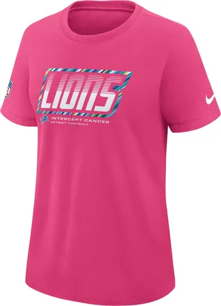 Nike Detroit Lions Crucial Catch Nike Womens Dri-FIT NFL T-Shirt in Pink | 03N868XZUB-F9R
