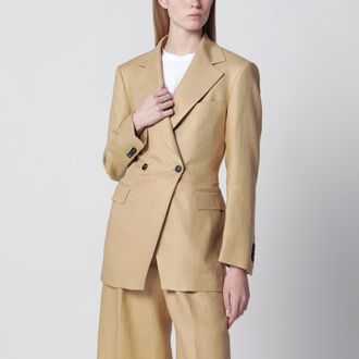Tagliatore Single-breasted blazer in beige linen