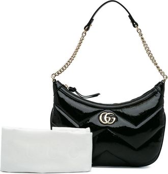 Gucci Hobo Bags - 2016-2024 GG Marmont Matelasse Patent Shoulder Bag - Gr. unisize - in Schwarz - für Damen