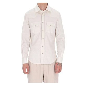 Eleventy Casual Shirts, male, Beige, Size: XL Texas Cotton-Linen Shirt