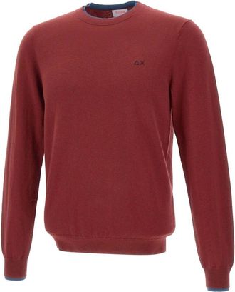 Sun 68 Trui met ronde hals - Heren - Ronde hals truien - Rood - 2XL - Katoen - Truien & Vesten