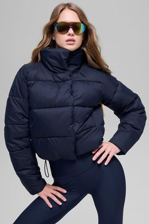 Alo | Gold Rush Puffer Jacket in Navy Blue, Size: Medium