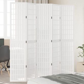 Berkfield Home Room Divider 5 Panels White Solid Wood Paulownia