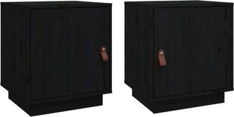 vidaXL Vidaxl - Mesitas De Noche 2 Uds Madera Maciza De Pino Negro 40x34x45 Cm