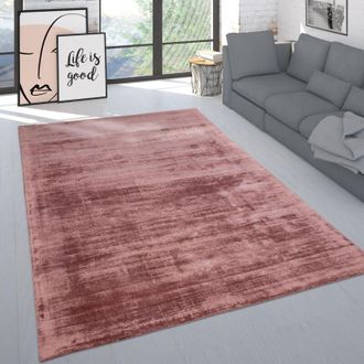 Paco Home Paco Home Alfombra Sal&oacute;n Pelo Corto Moderno Motivo Sencillo Monocolor Hecha A Mano Rosa 200x300 Cm