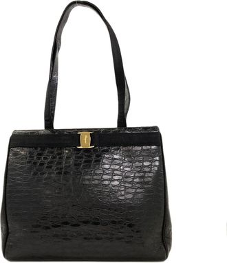 Ferragamo Black Leather Tote Bag (Pre-Owned)