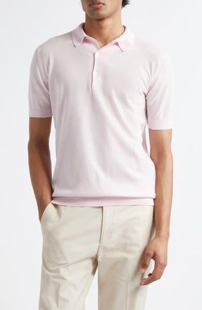 John Smedley Roth Solid Sweater Polo in Soft Pink at Nordstrom Rack, Size Medium